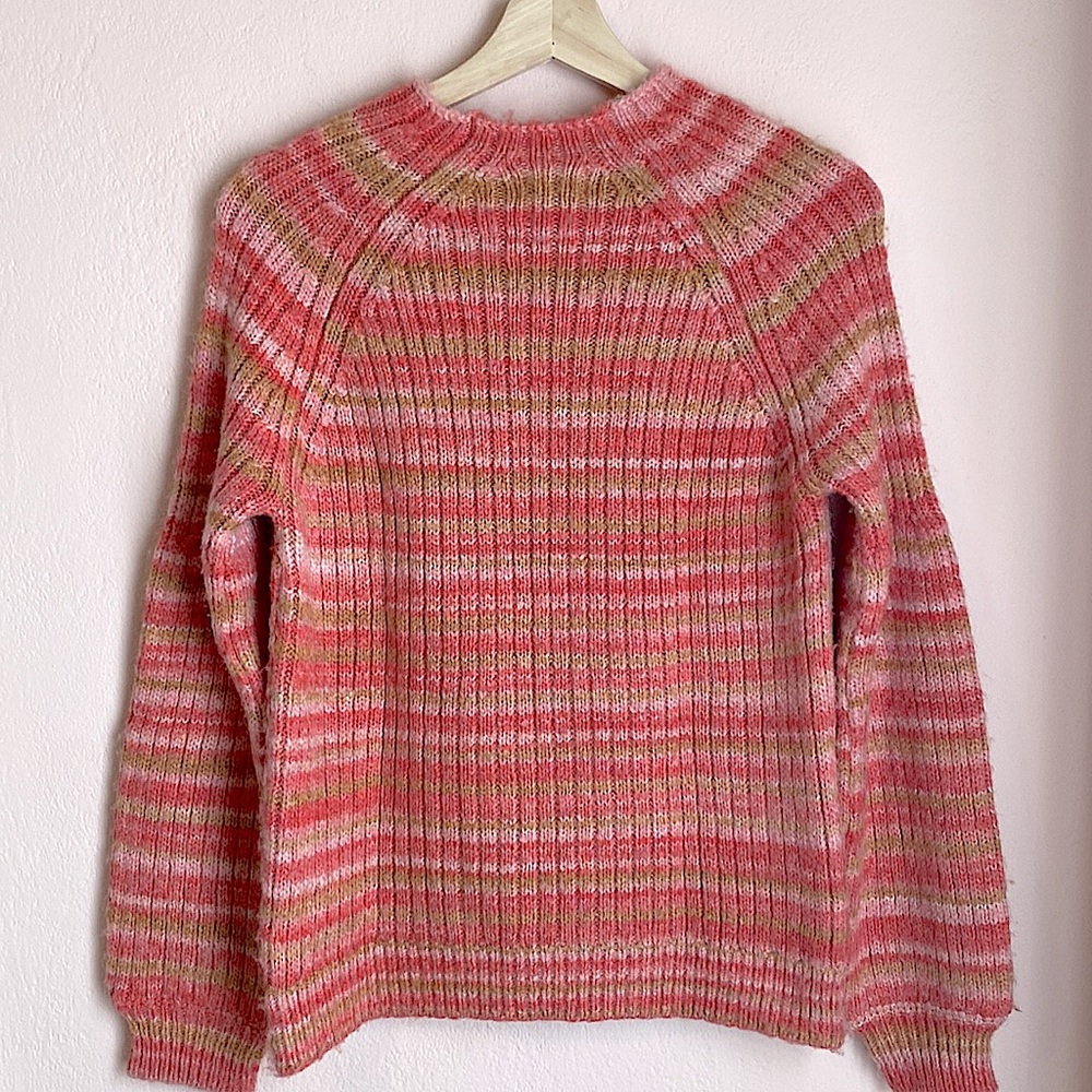 Anthropologie T.La Drea pink tan Space-Dyed Sweater, Size Medium - Picture 8 of 12